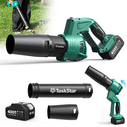 Cordless Leaf Blower 550 CFM with Rotating Head, 2 x 4.0Ah Batteries & Fast Charger,