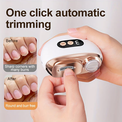 Smart Electric Nail Clipper 2-in-1 USB Rechargeable Nail Trimmer & Polisher