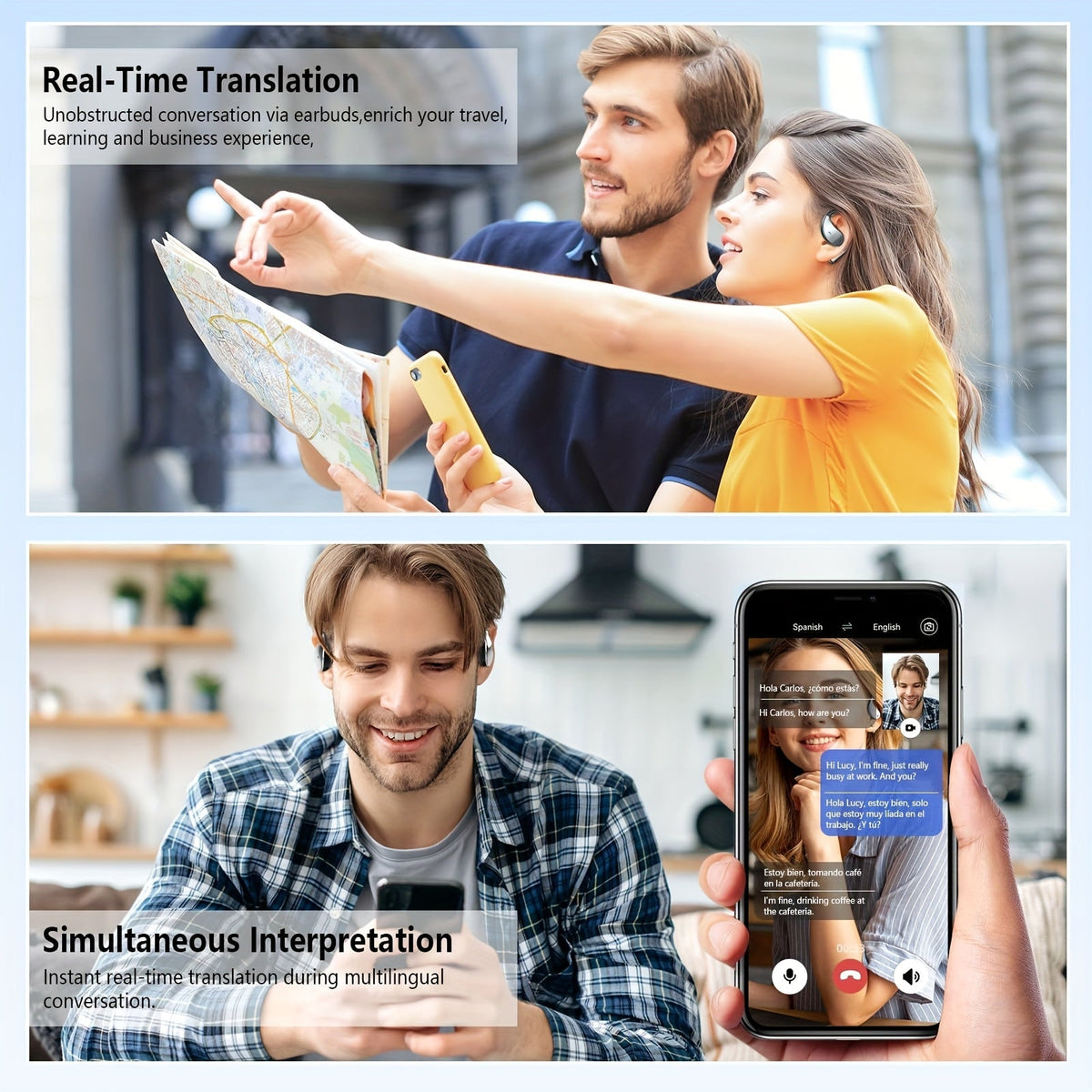 AI Language Translator Earbuds, 156 Languages & Accents, Real-Time 3-in-1 Translation