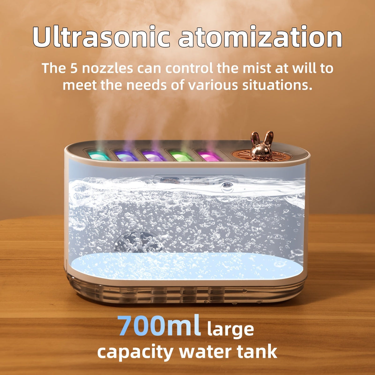 USB Rechargeable Aromatherapy Humidifier with 7-Color LED Lights