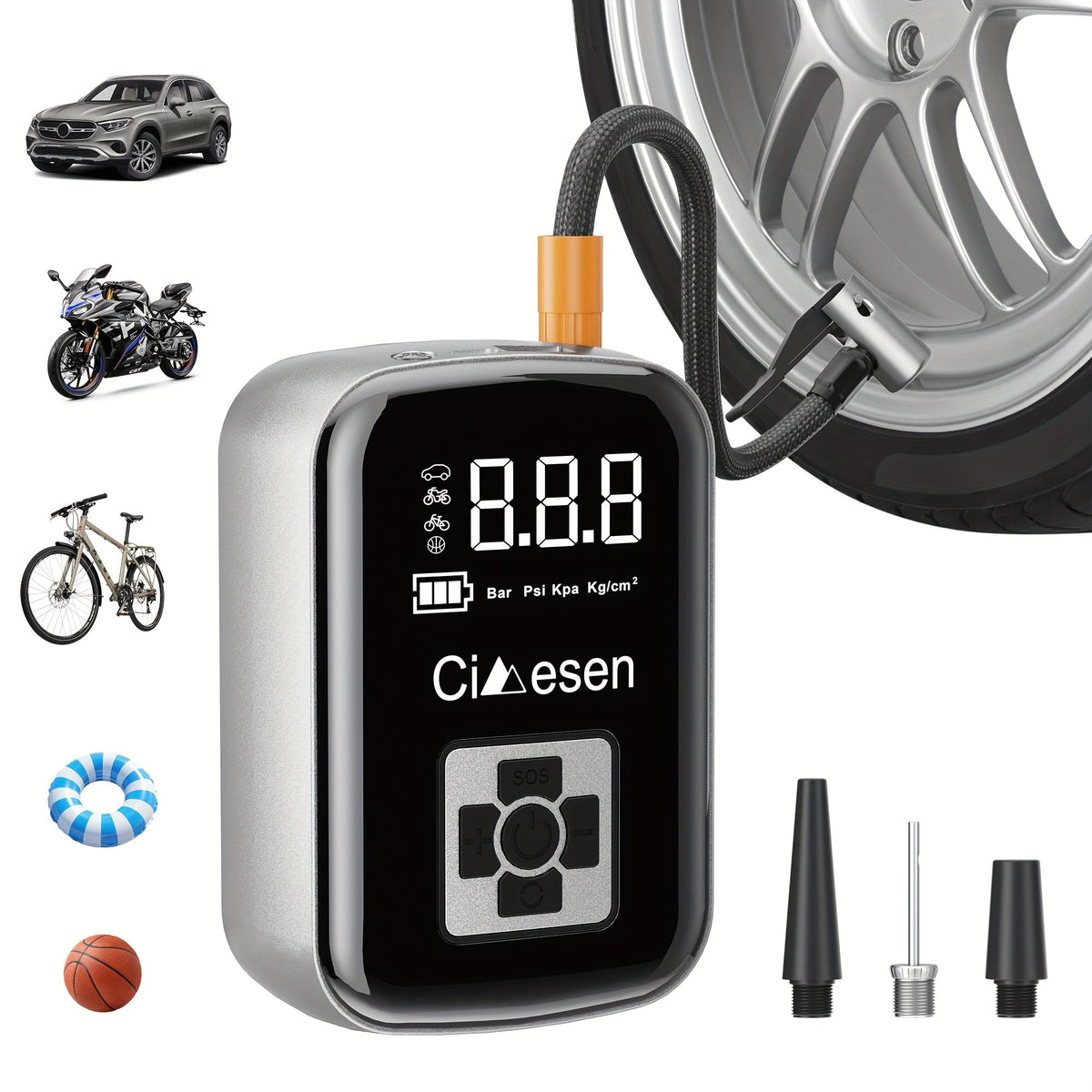 Portable Tire Inflator Air Compressor Cordless Electric Air Pump with Digital Display