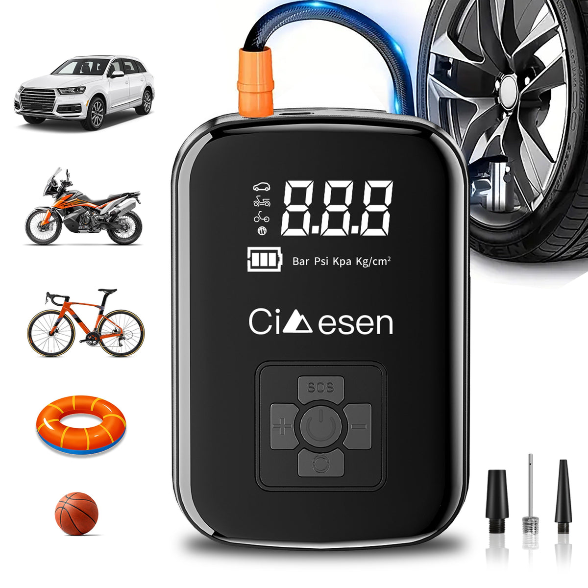 Portable Tire Inflator Air Compressor Cordless Electric Air Pump with Digital Display