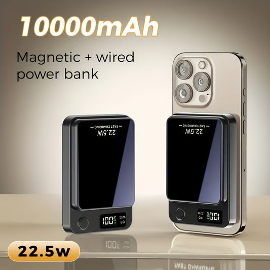 باور بانك مغناطيسي لاسلكي بسعة 10000 مللي أمبير وشحن سريع USB-C بقوة 22.5 واط