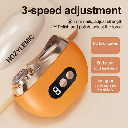 Smart Electric Nail Clipper 2-in-1 USB Rechargeable Nail Trimmer & Polisher