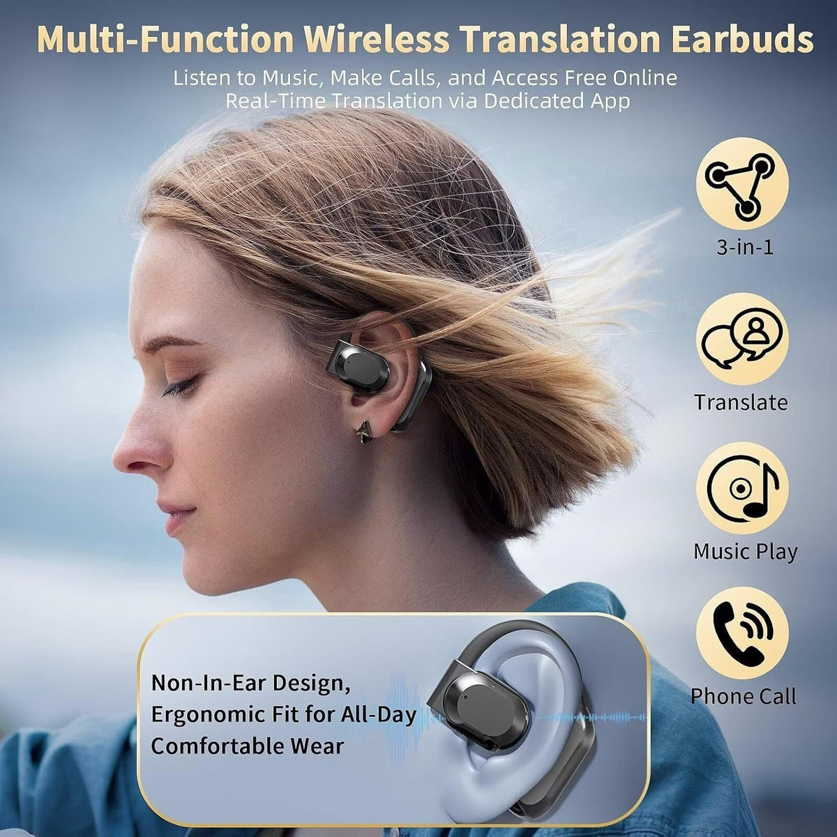 Real-Time AI Translation Earbuds – Smart Language Translator