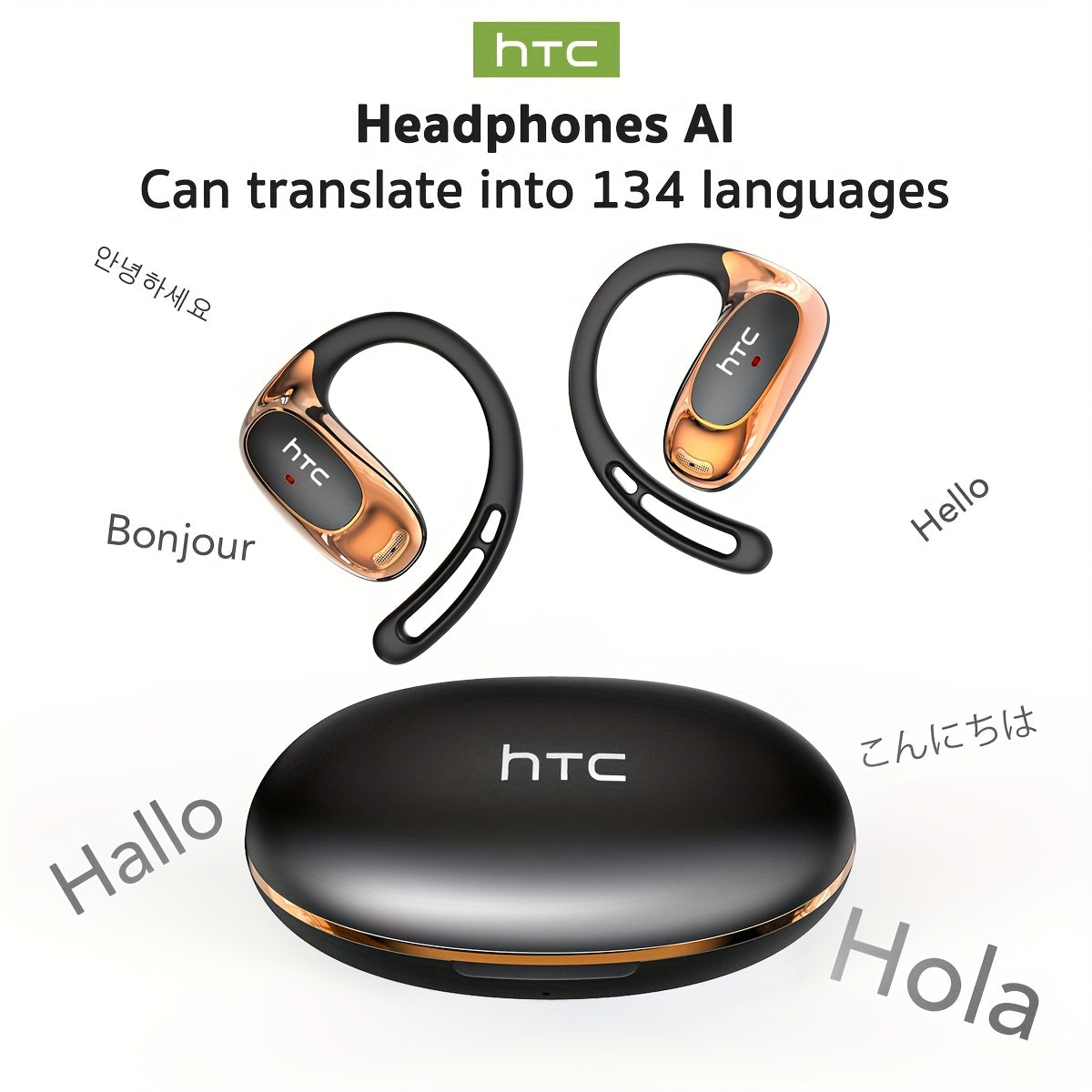 HTC NE35 AI Translation Earbuds – Open-Ear Wireless Headphones