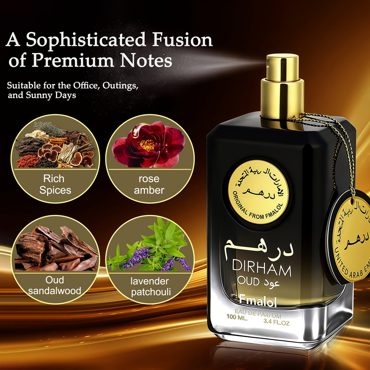 Dubai Oud Luxury Men's Eau De Parfum 3.4oz (100ml) – Long-Lasting Arabian Oriental Woody Cologne