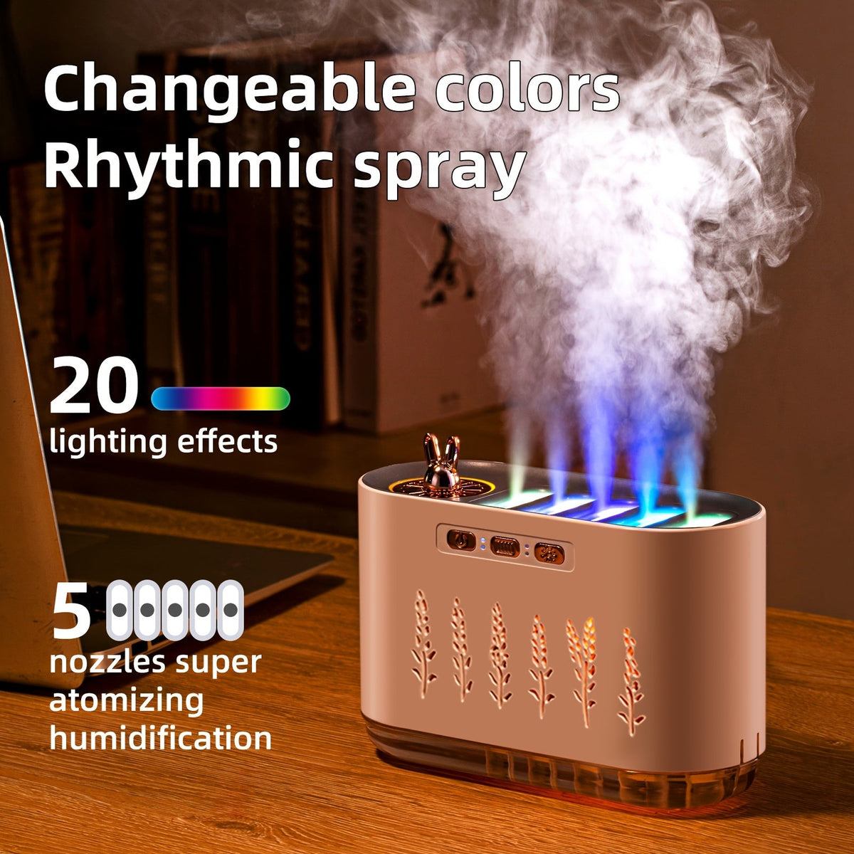 USB Rechargeable Aromatherapy Humidifier with 7-Color LED Lights
