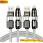 2-Pack 240W 4-in-1 Fast Charging Cable Set – USB-A, USB-C & Lightning Multi-Function